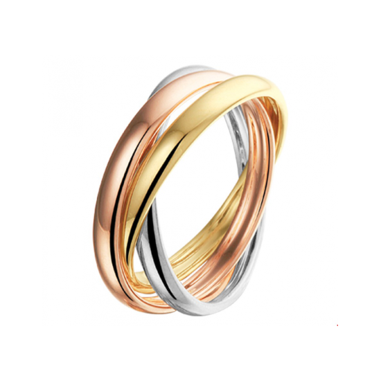 14k TRICOLOR TRINITY RING 3x2.5mm - 1006801