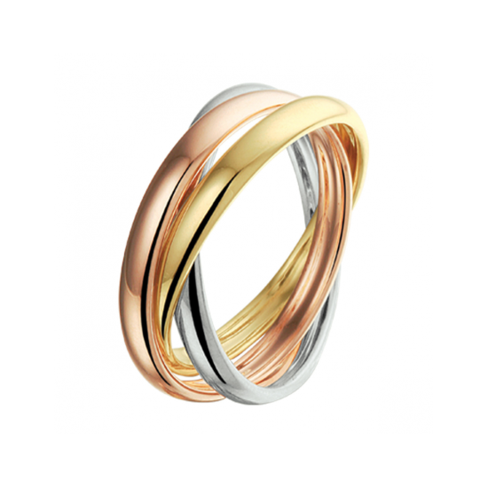 14k TRICOLOR TRINITY RING 3x2.5mm - 1006801