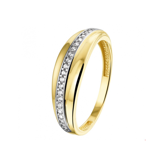 14k BICOLOR RIJRING MET ZIRCONIA - 1003743