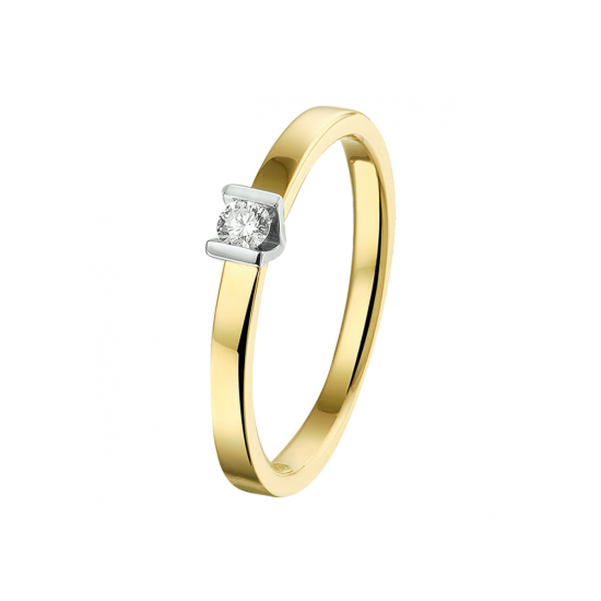 14k BICOLOR SOLITAIRRING V DIAM.075ct H-Si - 1007242