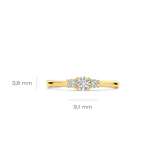 BLUSH 14k GG RIJRING 3x LG DIAM.2x.06ct 1x.20ct BRILJANT W-SI - 10067353