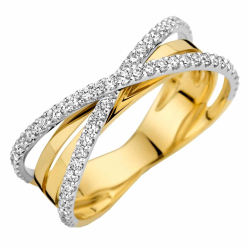 RING CROSSOVER 14K BICOL.2 RIJ DIAM.40ct H-SI - 10067359