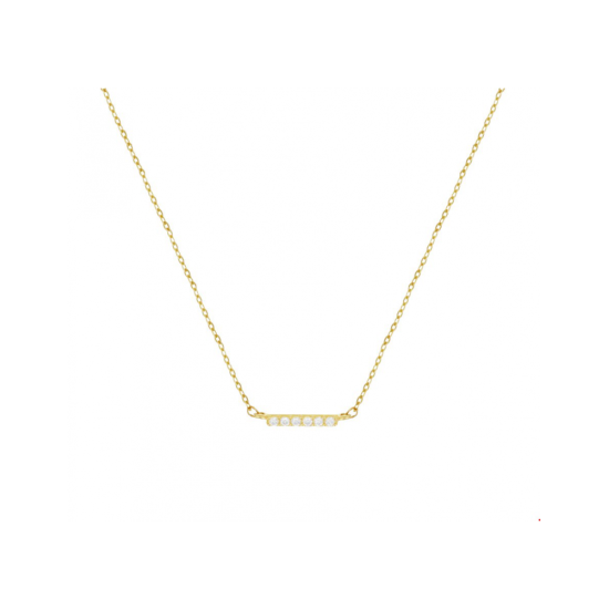 14k GG COLLIER 41-45cm BLOKJE 6ZIRC. - 1007649