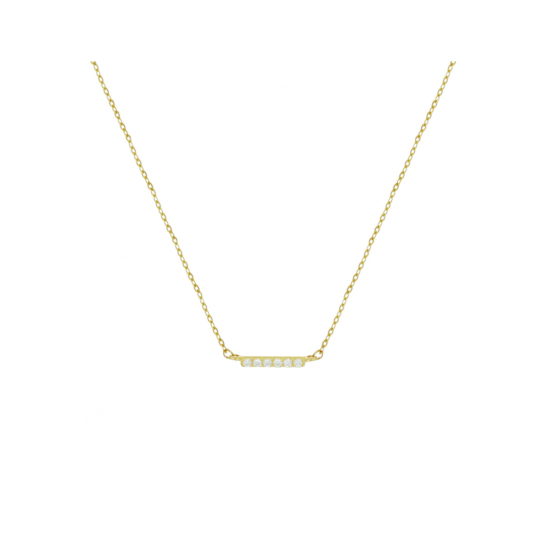 14k GG COLLIER 41-45cm BLOKJE 6ZIRC. - 1007649