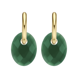 BLUSH CREOOL HANGER OVAAL GEFACETTEERD NATUURLIJKE GROENE AGAAT 20x15mm 810GAGO - 10067443