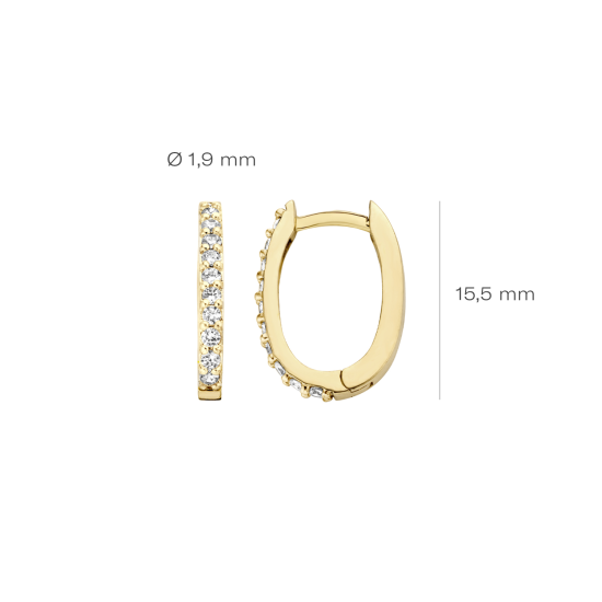 BLUSH 14k GG OVALE CREOLEN MET 1 RIJ ZIRCONIA 2x15mm - 10067445