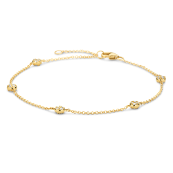 BLUSH 14k GG ARMBAND 1mm 17-19cm MET 5 SCHIJFJES PAVÉ ZIRC. 3,5mm - 10067454