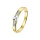 14k BICOLOR SOLITAIRRING 4p KLAUW+SCHOUDERS .08ct H-Si - 1007243