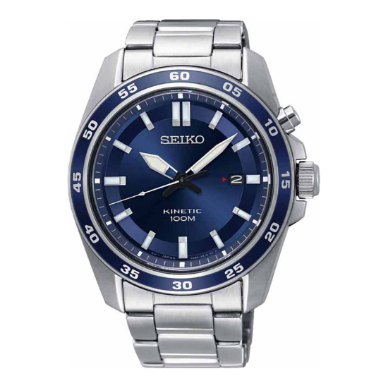 SEIKO KINETIC HERENHORLOGE  STAAL BLAUWE WIJZERPLAAT SKA783P1 - 1004907