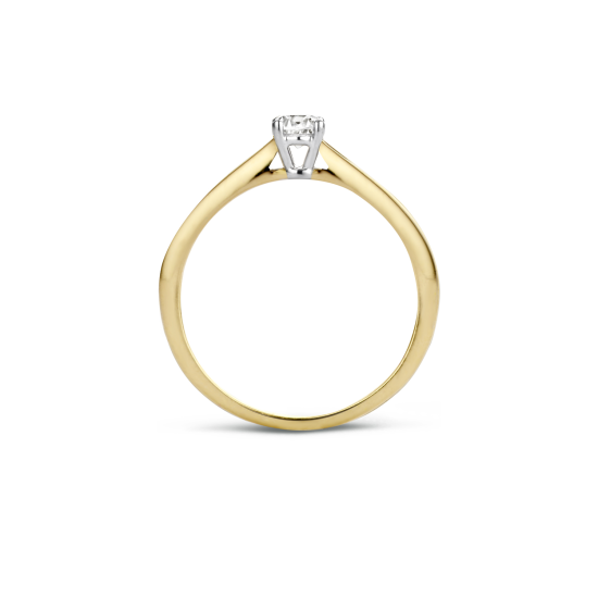 BLUSH 14k BICOLOR SOLITAIRRING 4p KLAUW 4mm ZIRCONIA - 10067640