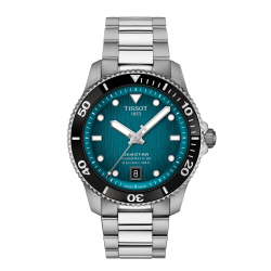 TISSOT "SEASTAR POWERMATIC 80" HPH ST-ST PETROL WPL + DUIKLUNETTE - 10067695