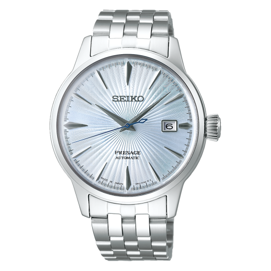 SEIKO "PRESAGE COCTAIL TIME" HPH ST-ST ICE BLAUWE SUNBURST WPL ZIVERKLEURIGE INDEX - 10067700