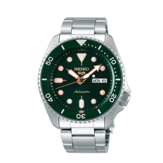 SEIKO "5 SPORTS" DUIKHORLOGE HPH ST-ST DAG-DATUM GROENE WPL - 1005765