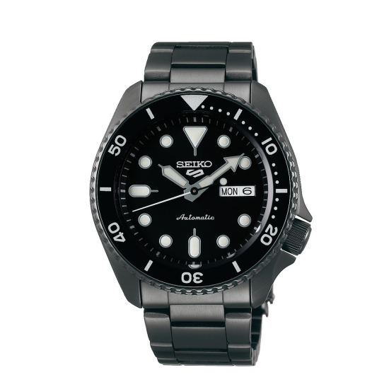 SEIKO 5 SPORT BLACK STEEL DAY-DATE AUTOMATIC DIVER ZWARTE WPL. SRPD65K1 - 1005722