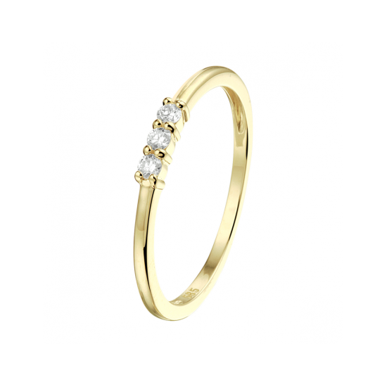 14k GG 1/2 RIJRING 2mm 3x DIAM.09ct H-SI - 10067486