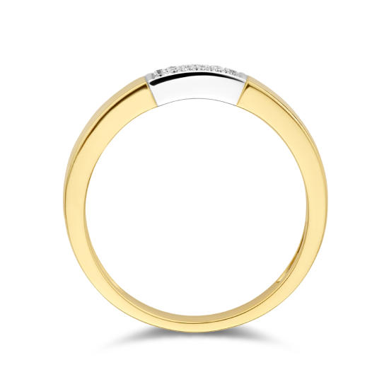 14k BICOLOR D.RING 3RIJ x 6 DIAM.07ct H-SI - 10067702