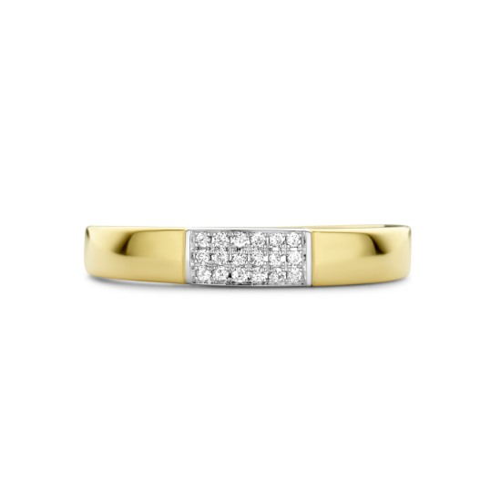 14k BICOLOR D.RING 3RIJ x 6 DIAM.07ct H-SI - 10067702