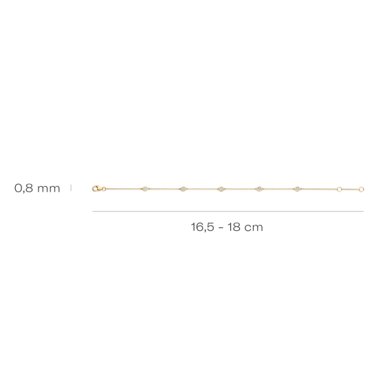 BLUSH 14k GG ARMB 1mm 16,5-18cm MET 5 ZIRCONIAS GLADOMGEZET 3,5mm 2237YZI - 10067708