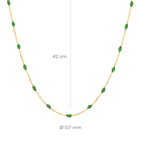 BLUSH 14k GG COLLIER MET GROENE ELEMENTJES - 10067712