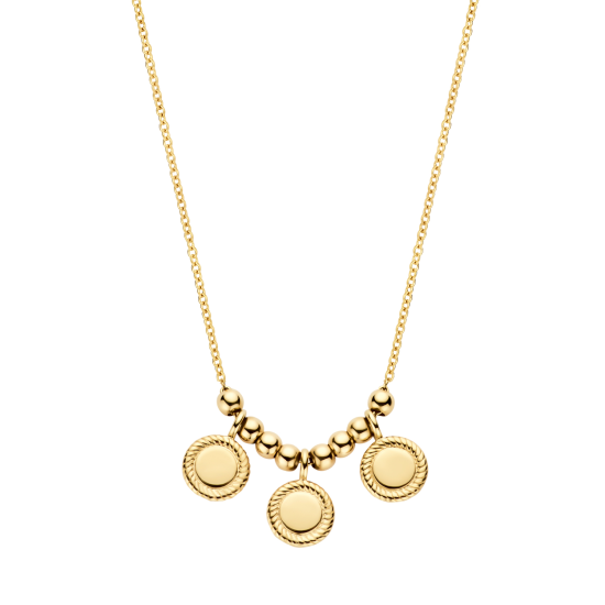 BLUSH 14k GG RONKANKERKETTING 0,9mm MET 3 RONDE GRAVEERHANGERTJES MET PARELRAND - 10067722