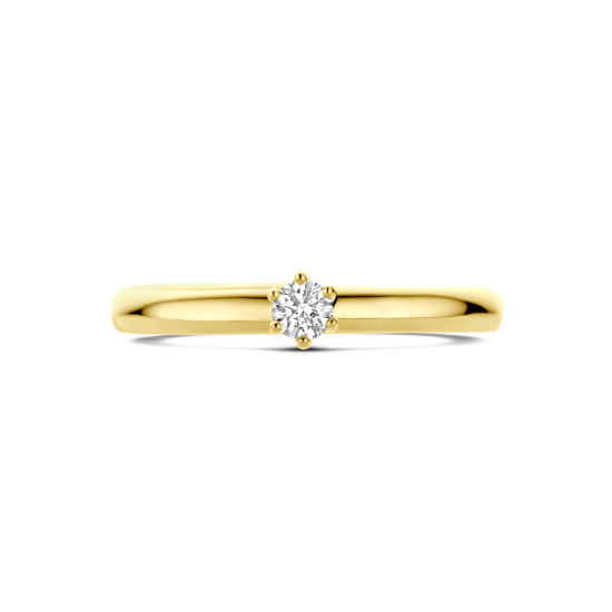 14k GG 6P KLAUW SOLITAIRRING MET BRILJANT 0,10ct H-SI - 10067724