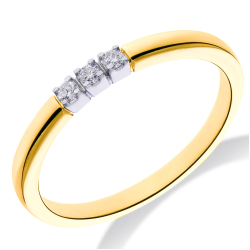 14k BICOLOR RIJRING 3 DIAMANTEN .06ct H-Si - 10067749