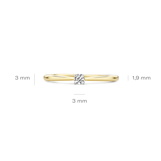 BLUSH 14k BICOLOR SOLITAIRRING 3mm ZIRCONIA 4P KLAUW - 10067959