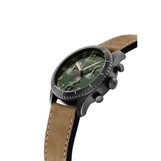 ALPINA HPH ZW.ST-LR "STARTIMER PILOT BIG DATE" CHRONO Q GROENE WPL. - 10068062