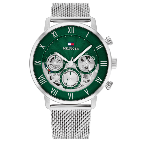 TOMMY HILFIGER STALEN  HERENHORLOGE GROENE WIJZERPLAAT - 10068114