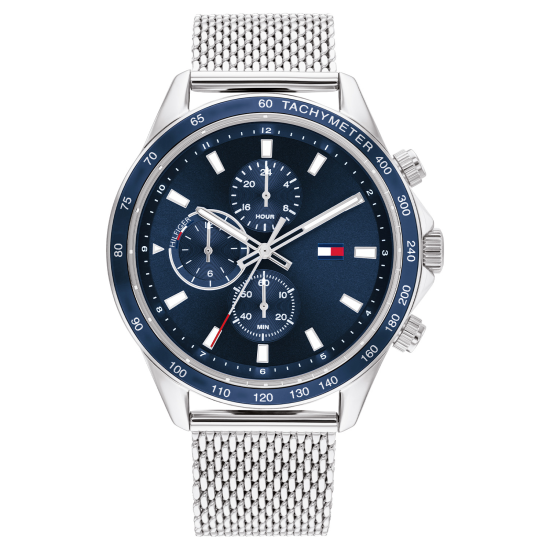 TOMMY HILFIGER TACHYMETER HERENHORLOGE DONKERBLAUWE WIJZERPLAAT - 10068124