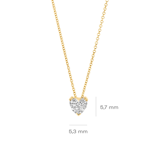 14k GG COLLIER SOLITAIRHANGER MET HARTVORMIGE LG DIAM. 0.50ct W-SI - 10068249