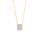 14k GG COLLIER MET ROZETHANGER EMERAUDE + BRILJANT LG DIAM. 0.40ct W-SI - 10068252