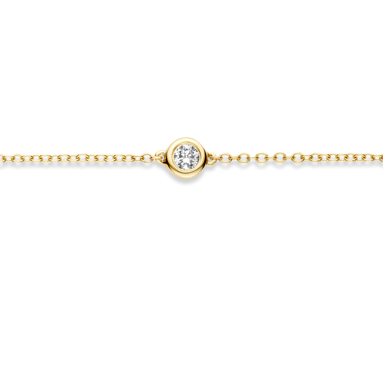 14k GG ARMBAND MET 5 BRILJANT GESLEPEN LG DIAM. 0.37ct W-SI - 10068254