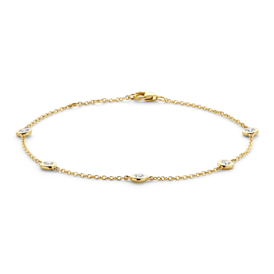 14k GG ARMBAND MET 5 BRILJANT GESLEPEN LG DIAM. 0.37ct W-SI - 10068254