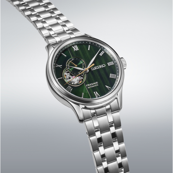SEIKO PRESAGE "ZEN GARDEN SAKURA OPEN HEART" HPH ST-ST AUTOMATIC GROENE WIJZERPLAAT - 10068392