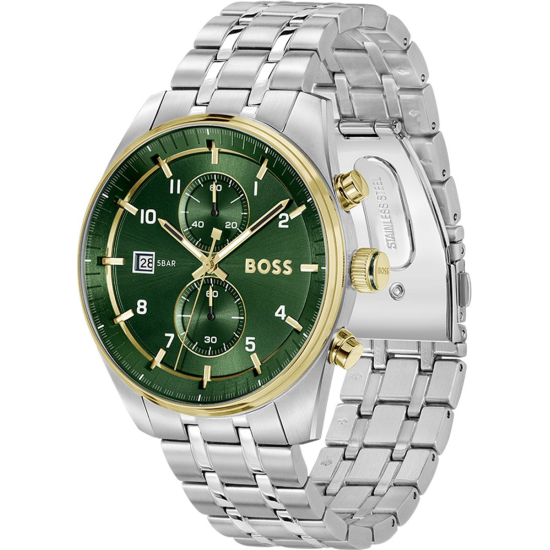 HUGO BOSS "AVERY" BICOLOR HPH STAAL GGD-DBL CHRONO GROENE WPL. - 10068394