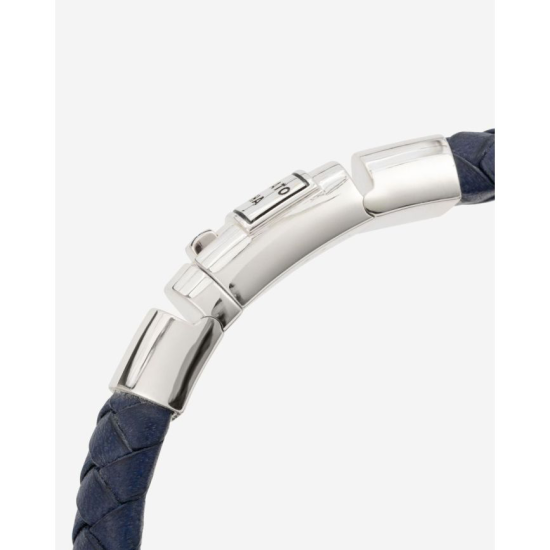 BUDDHA TO BUDDHA BEN LEATHER NAVY ZILVEREN ARMBAND - 10068519