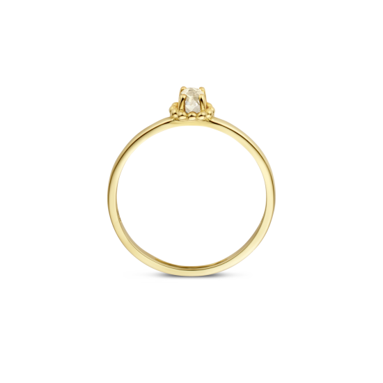 BLUSH 14k GG SOLITAIRRING MET OVALE PERIDOT MET GOUDEN "PARELRAND" - 10068643