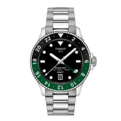 TISSOT "SEASTAR 1000 GMT" QUARTS HPH ST-ST GROEN-ZWARTE LUNETTE - 10068698