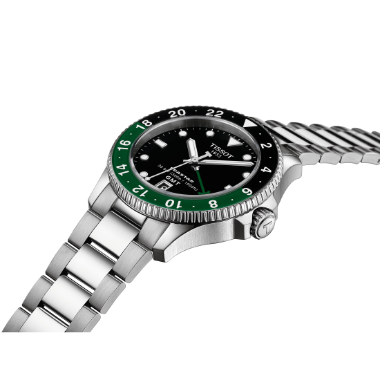 TISSOT "SEASTAR 1000 GMT" QUARTS HPH ST-ST GROEN-ZWARTE LUNETTE T1208521105100 - 10068698
