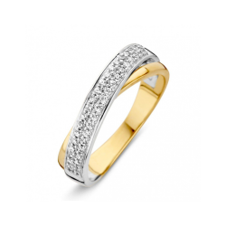 14k BICOL.CROSSOVER RING DUBBELE RIJ ZIRCONIA - 10067572