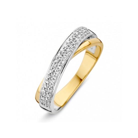 14k BICOL.CROSSOVER RING DUBBELE RIJ ZIRCONIA - 10067572