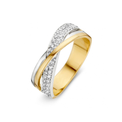 14k BICOL.CROSSOVER RING DUBBELE RIJ ZIRCONIA - 10067571