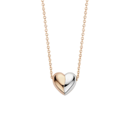 TIRISI MODA 18k GEELGOUDEN RONDANKERCOLLIER MET ZILVER EN ROSÉGOUDEN HART HANGER - 10068894