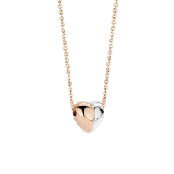 TIRISI MODA 18k GEELGOUDEN RONDANKERCOLLIER MET ZILVER EN ROSÉGOUDEN HART HANGER - 10068894