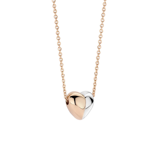 TIRISI MODA 18k GEELGOUDEN RONDANKERCOLLIER MET ZILVER EN ROSÉGOUDEN HART HANGER - 10068894