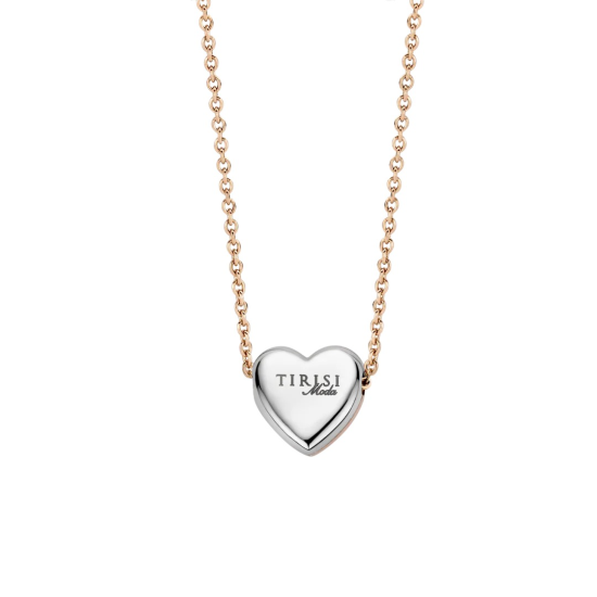 TIRISI MODA 18k GEELGOUDEN RONDANKERCOLLIER MET ZILVER EN ROSÉGOUDEN HART HANGER - 10068894