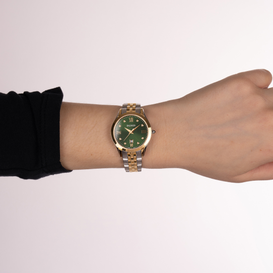 BALMAIN "CLASSIC-R" BICOLOR DAMESHORLOGE MET GROENE WPL. EN 8 DIAM. - 10068896