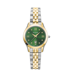 BALMAIN "CLASSIC-R" BICOLOR DAMESHORLOGE MET GROENE WPL. EN 8 DIAM. - 10068896
