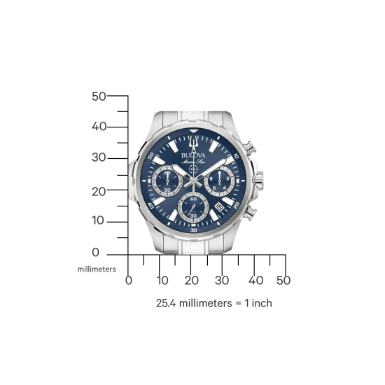 BULOVA "MARINE STAR" ST-ST HEREN DUIKHORLOGE CHRONO BLAUWE WPL 96B466 - 10068898